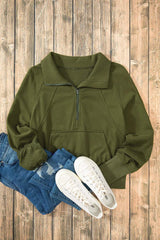 Half Zip Long Sleeve Sweatshirt - Trendsi - Flyclothing LLC