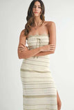 MABLE Contrast Striped Crochet Knit Midi Dress - Trendsi - Flyclothing LLC