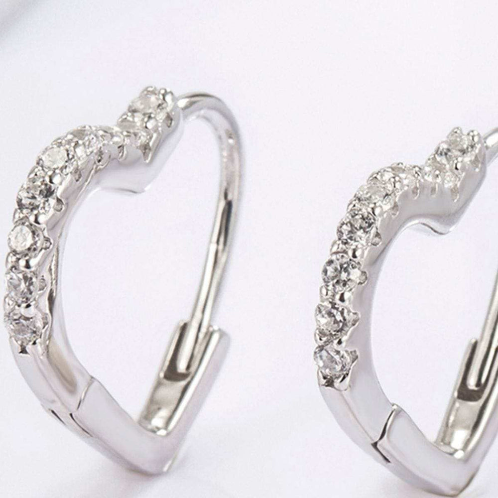 925 Serling Silver Zircon Heart Shape Earrings - Trendsi - Flyclothing LLC