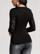 Lace Ruched Surplice Long Sleeve Top - Trendsi - Flyclothing LLC