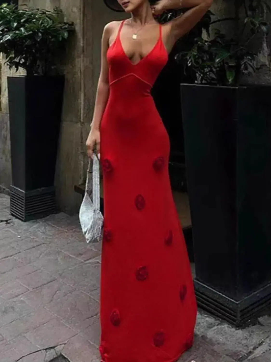 Flower Maxi Sweater Cami Dress - Trendsi - Flyclothing LLC