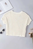 Openwork Round Neck Half Sleeve Knit Cover Up - Trendsi - Flyclothing LLC