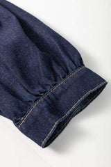 Collared Neck Half Zip Denim Dress - Trendsi - Flyclothing LLC