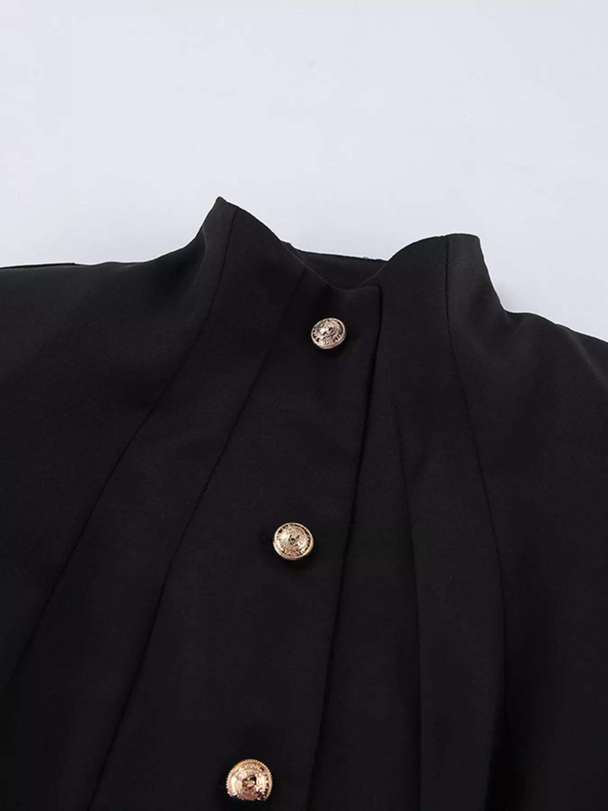 Elegant Stand Collar Blazer and Mini Skirt Set - Trendsi - Flyclothing LLC