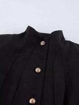Elegant Stand Collar Blazer and Mini Skirt Set - Trendsi - Flyclothing LLC
