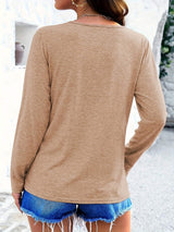 Crisscross V-Neck Long Sleeve T-Shirt - Trendsi - Flyclothing LLC