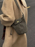 Vintage Suede Bucket Shoulder Bag - Trendsi - Flyclothing LLC