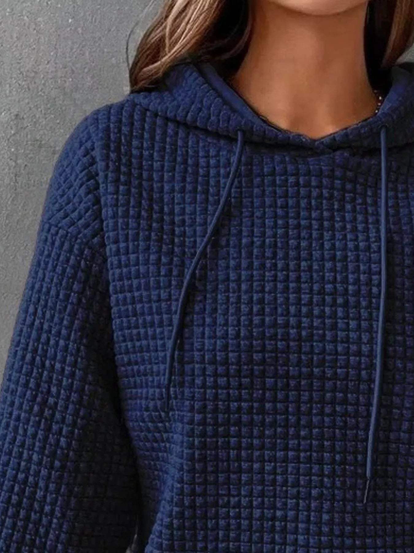 Full Size Textured Kangaroo Pocket Hoodie Plus Size - Trendsi - Flyclothing LLC