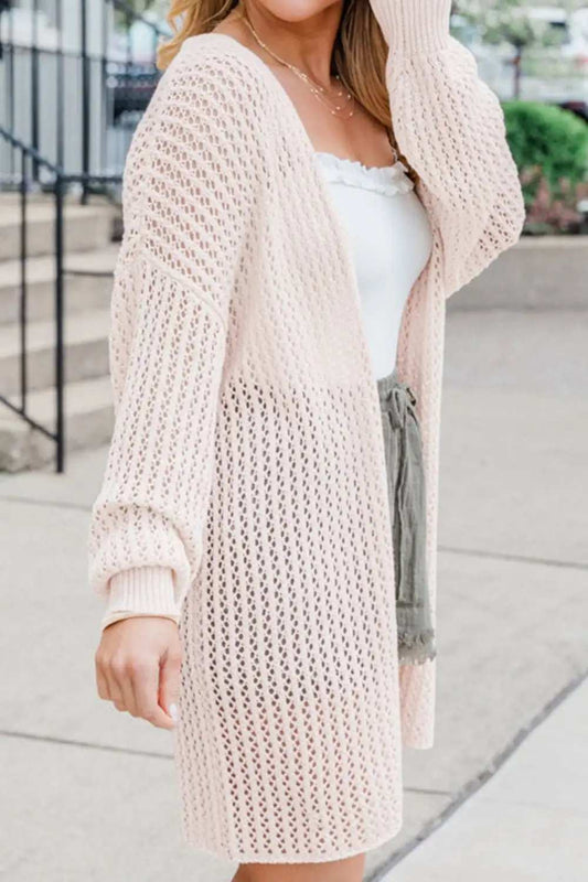 Open Front Long Sleeve Cardigan - Trendsi - Flyclothing LLC