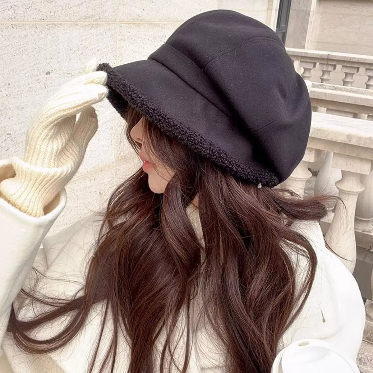 Plush Trim Baker Boy Hat - Trendsi - Flyclothing LLC