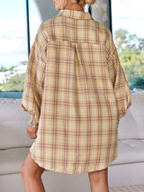Plaid Button Up Long Sleeve Shirt - Trendsi - Flyclothing LLC