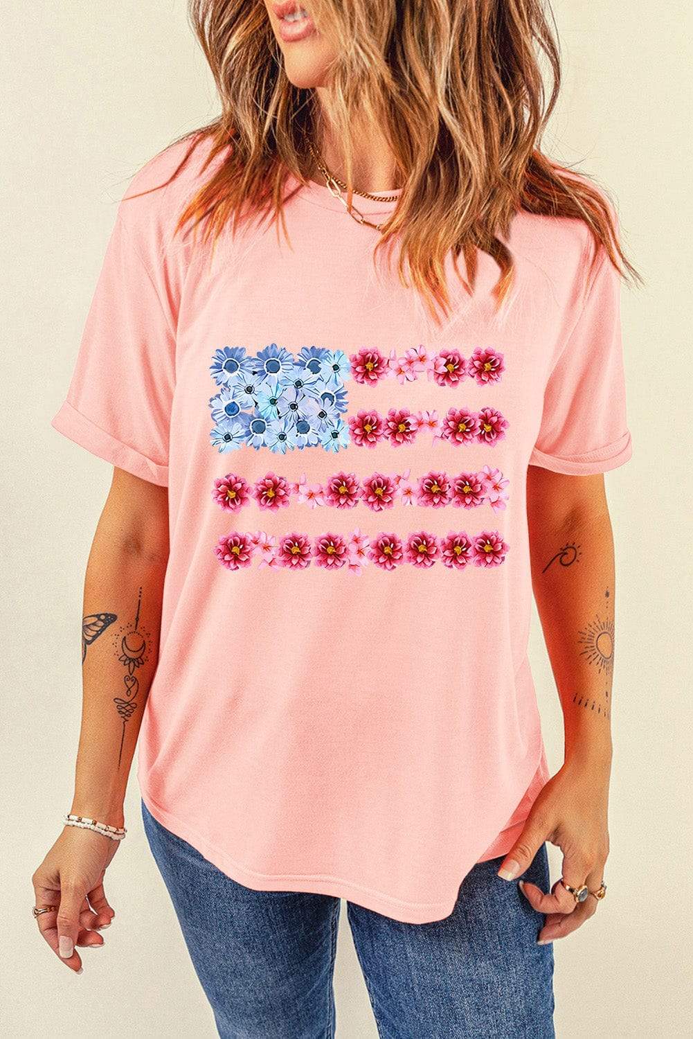 Graphic Round Neck Short Sleeve T-Shirt - Trendsi - Flyclothing LLC
