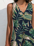 FAM-FAM Printed V-Neck Sleeveless Mini Dress - Trendsi - Flyclothing LLC