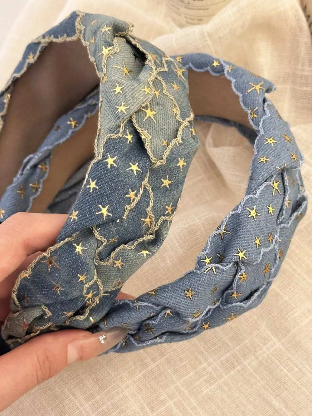 Star Braided Wide Denim Headband - Trendsi - Flyclothing LLC