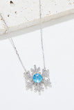 925 Sterling Silver Topaz Snowflake Shape Necklace - Trendsi