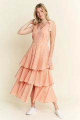 Jade By Jane Sleeveless Gingham Print Tiered Midi Dress - Trendsi - Flyclothing LLC