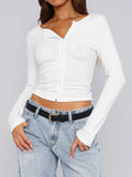 Button Down Long Sleeve Top - Trendsi - Flyclothing LLC
