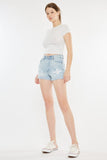 Kancan High Rise Repaired Mom Denim Shorts - Trendsi