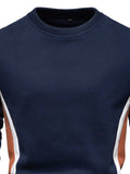 Men's Side Striped Contrast Round Neck Sweatshirt - Trendsi - Flyclothing LLC