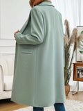 Pocketed Collared Neck Long Sleeve Coat - Trendsi - Flyclothing LLC