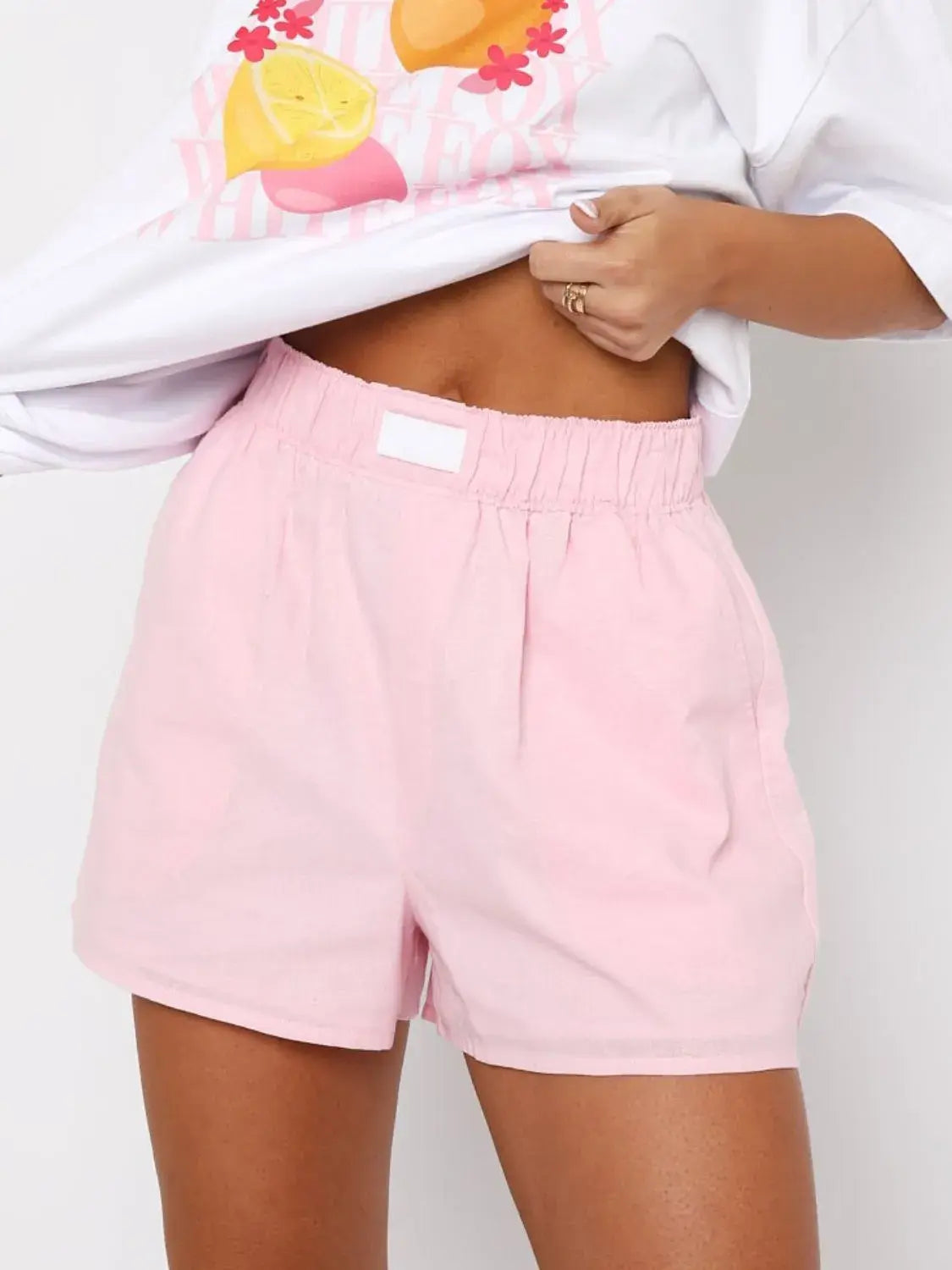 Elastic Waist Shorts - Trendsi - Flyclothing LLC