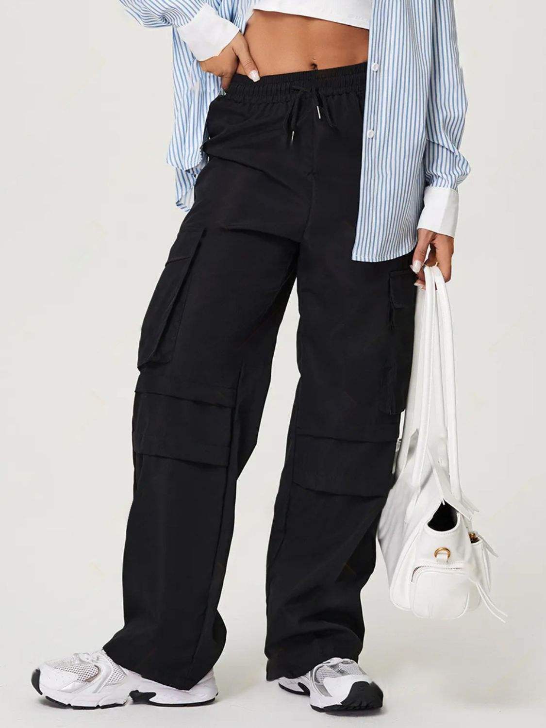 Drawstring Wide Leg Pants - Trendsi - Flyclothing LLC