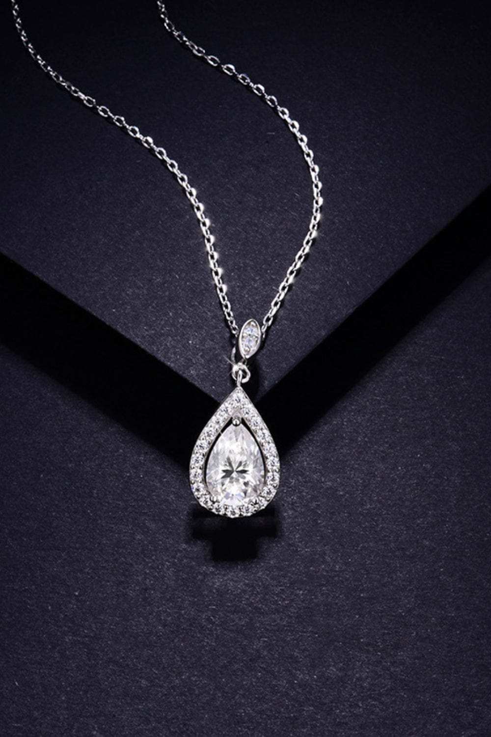 1.5 Carat Moissanite 925 Sterling Silver Teardrop Necklace - Trendsi - Flyclothing LLC