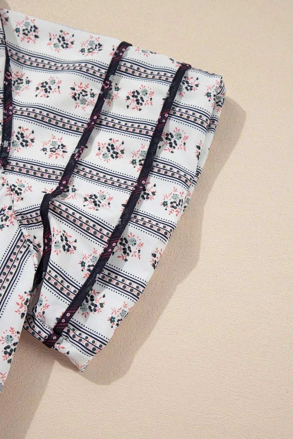 Floral Ruffled Collar Short Puff Sleeve Printed Blouse - Trendsi - Flyclothing LLC