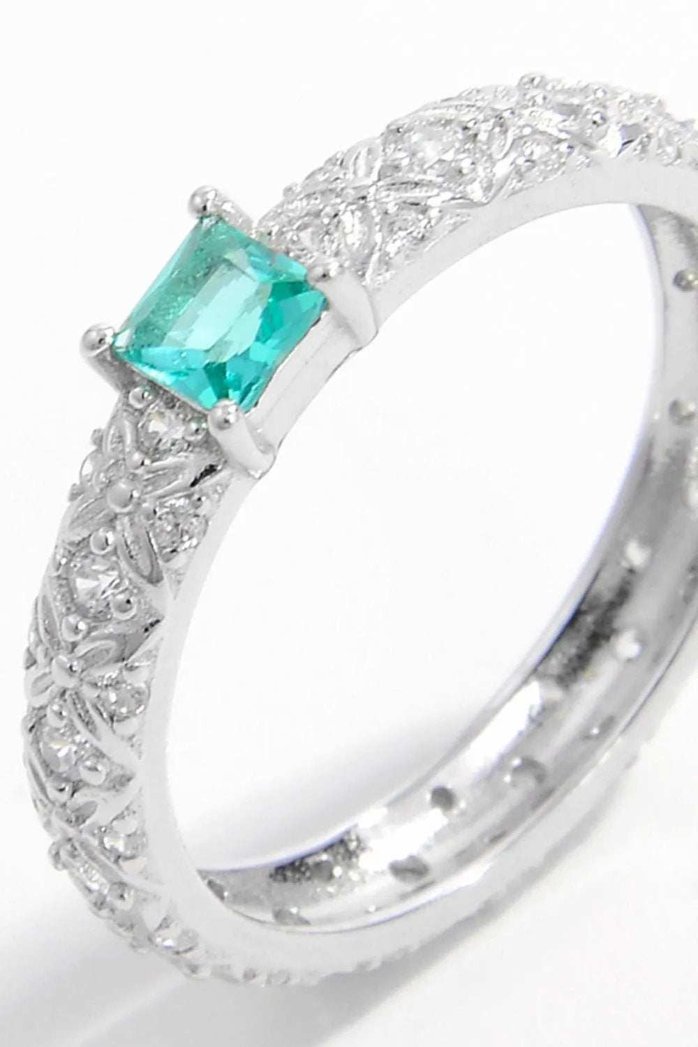 925 Sterling Silver Square Zircon Ring - Trendsi - Flyclothing LLC