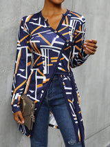 Geometric Surplice Long Sleeve T-Shirt - Trendsi - Flyclothing LLC