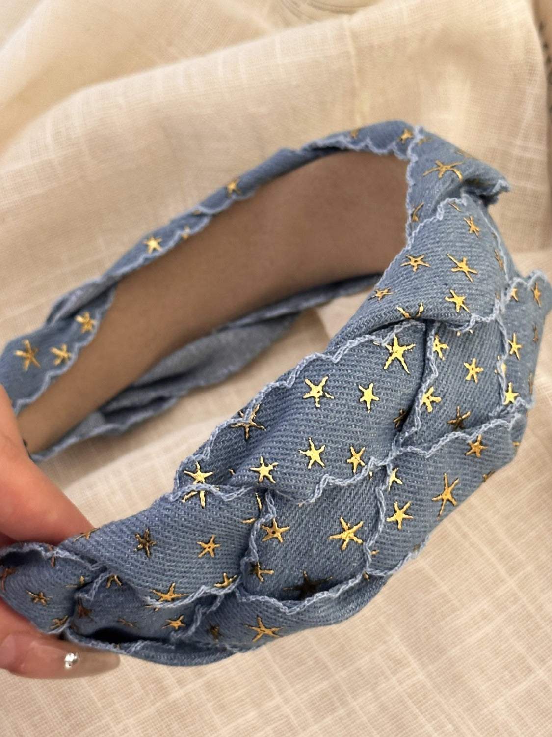 Star Braided Wide Denim Headband - Trendsi - Flyclothing LLC