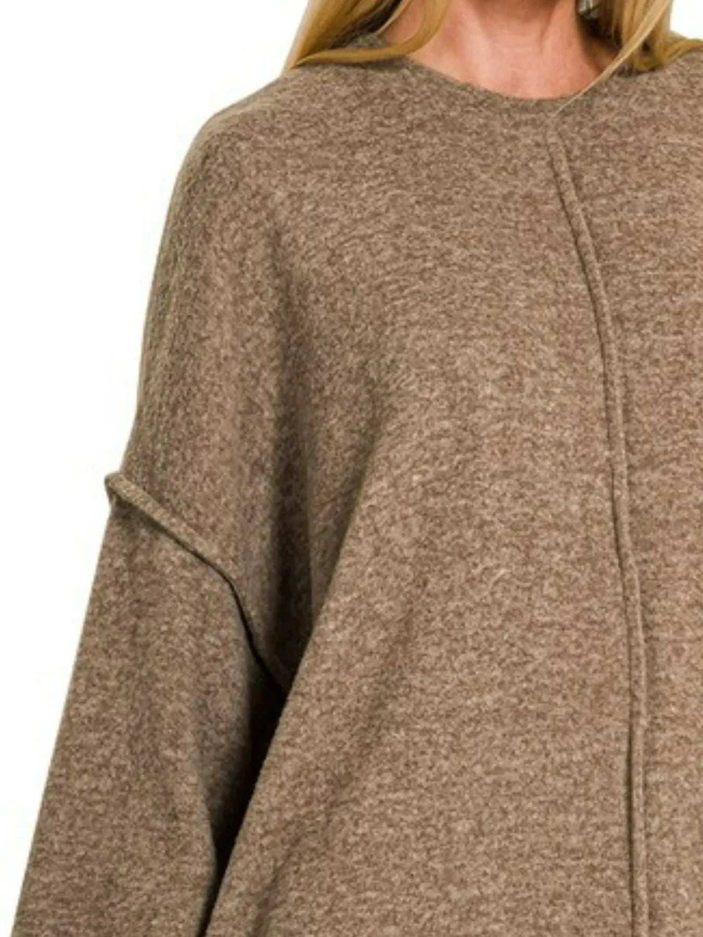 Zenana Brushed Melange Hacci Oversized Sweater - Trendsi - Flyclothing LLC