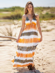 Tie-Dye Halter Neck Sleeveless Dress Trendsi