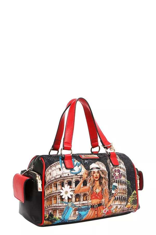 Nicole Lee USA Martha Travels Italy Wide Handbag with Rhinestones - Trendsi - Flyclothing LLC