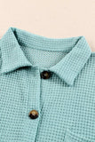 Waffle-Knit Collared Neck Long Sleeve Shirt - Trendsi - Flyclothing LLC