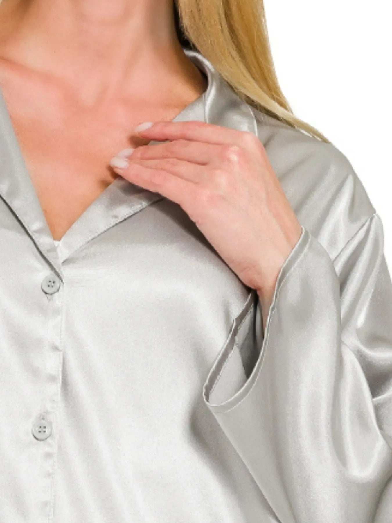 Zenana Satin Button Down Shirt - Trendsi - Flyclothing LLC