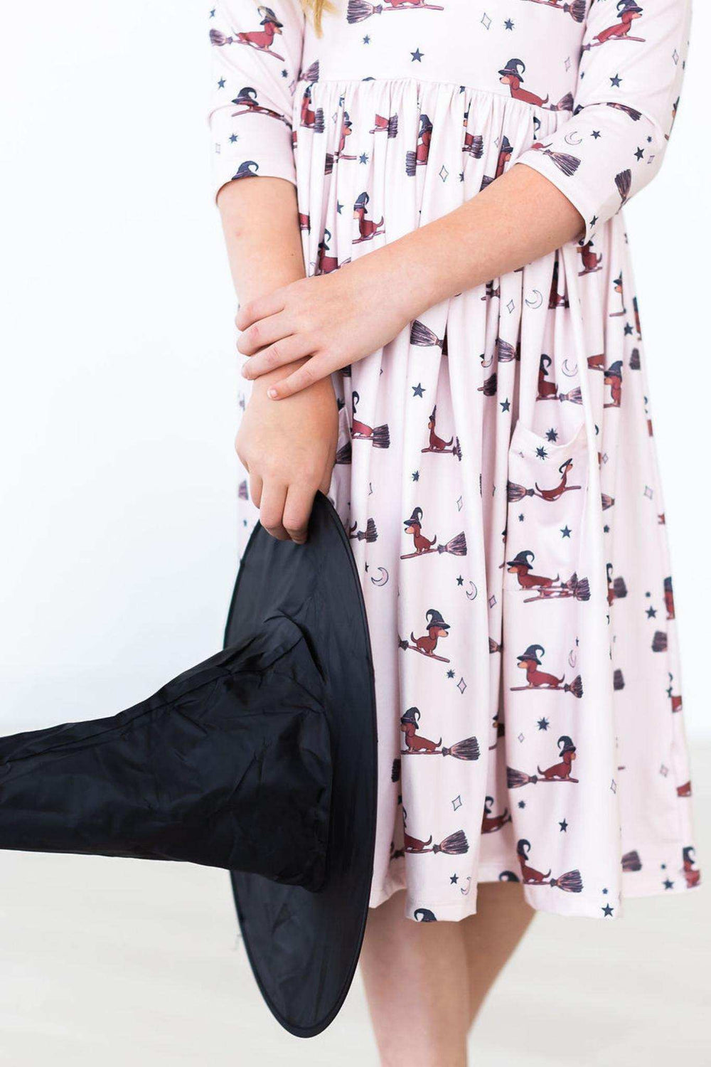 Happy Howl-oween 3/4 Sleeve Pocket Twirl Dress - Mila & Rose ® - Flyclothing LLC