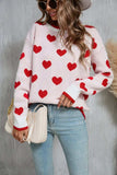 Angel Wings Contrast Trim Heart Round Neck Sweater - Trendsi - Flyclothing LLC