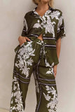 Printed Button Up Shirt and Pants Set - Trendsi - Flyclothing LLC