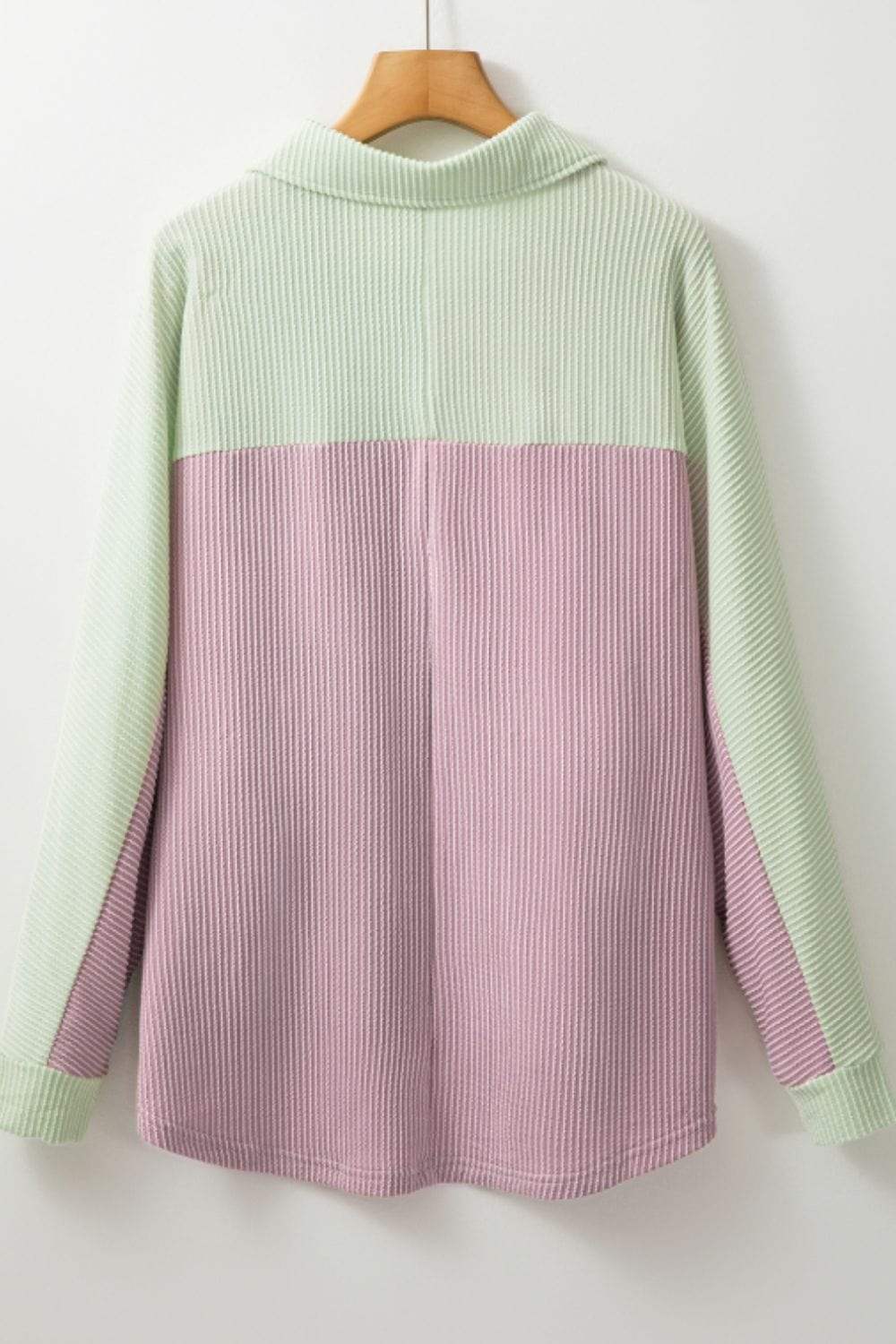 Color Block Corded Button Up Shacket - Trendsi - Flyclothing LLC