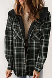Plaid Button Up Long Sleeve Hooded Jacket - Trendsi - Flyclothing LLC