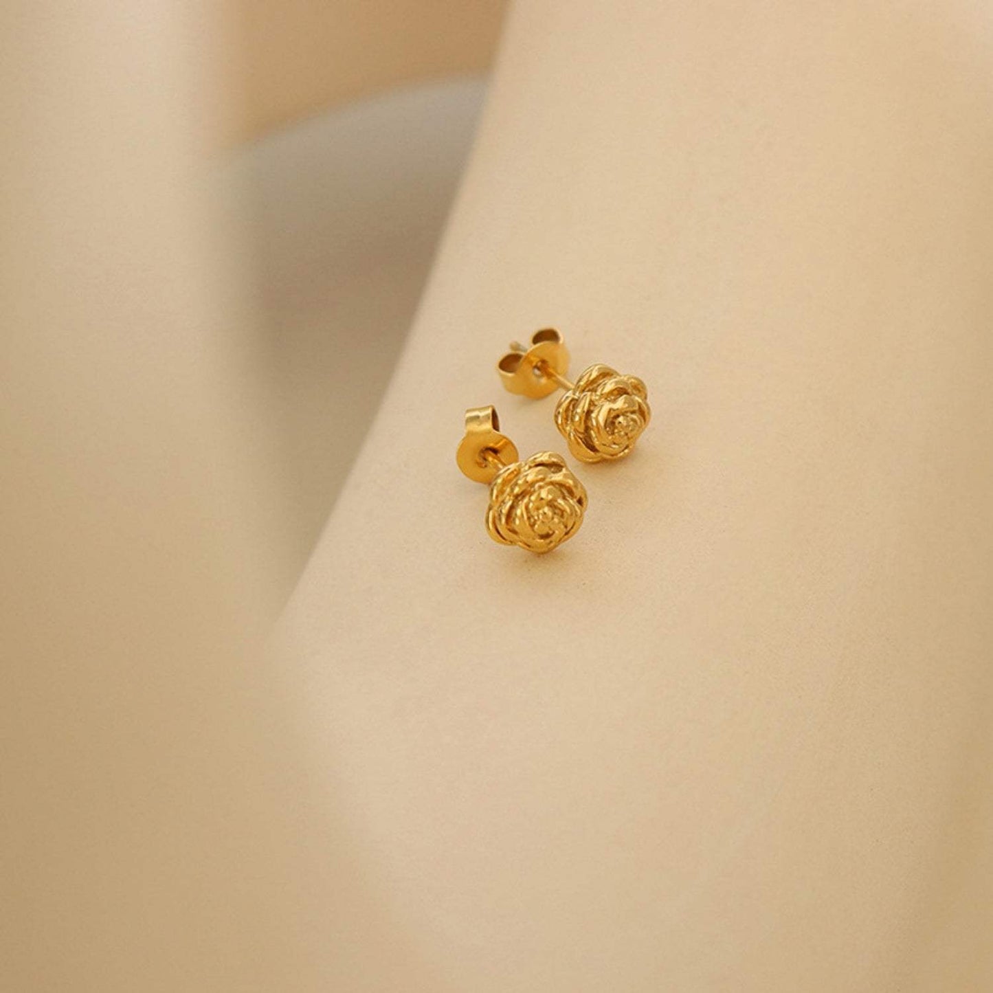Titanium Steel Rose Stud Earrings - Trendsi - Flyclothing LLC