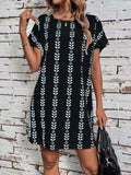 Printed Round Neck Short Sleeve Dress - Trendsi - Flyclothing LLC