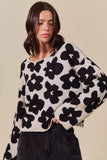 SO ME Loose Fit Flower Lightweight Sweater Top - Trendsi - Flyclothing LLC