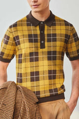 Men's Plus Size Plaid Short Sleeve Polo - Trendsi - Flyclothing LLC