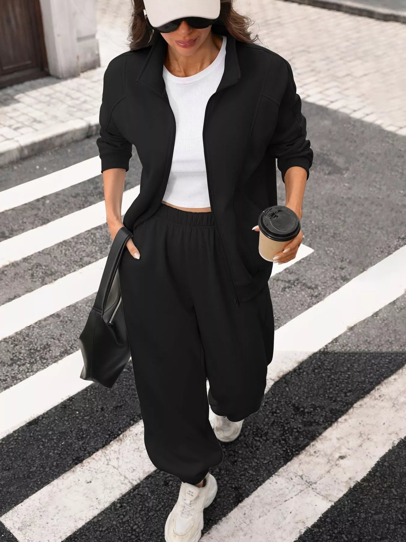 Zip-Up Long Sleeve Top and Pants Set - Trendsi - Flyclothing LLC