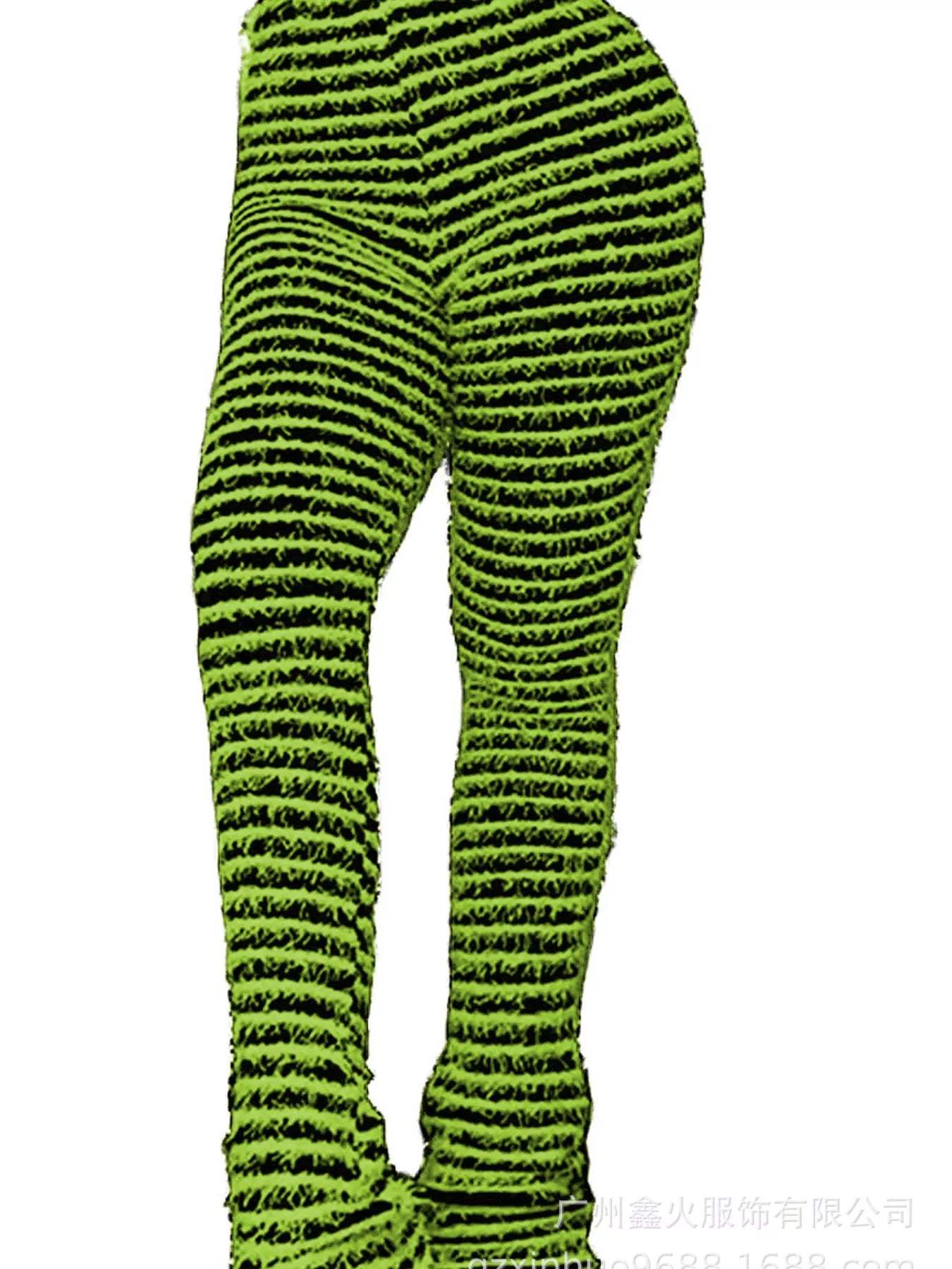 Striped Fuzzy Textured Knit Pants - Trendsi - Flyclothing LLC