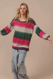 BiBi Striped Gradation Print Knit Top - Trendsi - Flyclothing LLC