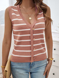 Striped V-Neck Knit Tank - Trendsi - Flyclothing LLC