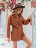 Lapel Collar Long Sleeve Romper - Trendsi - Flyclothing LLC